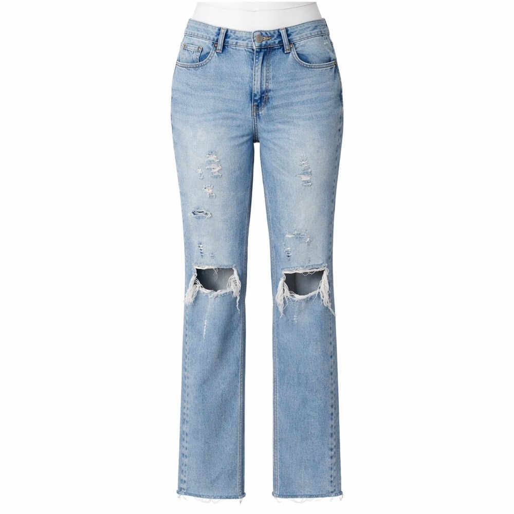 Size 30 Topshop Women’s Mom Jeans High Rise Straight Y2K Light‎ Wash